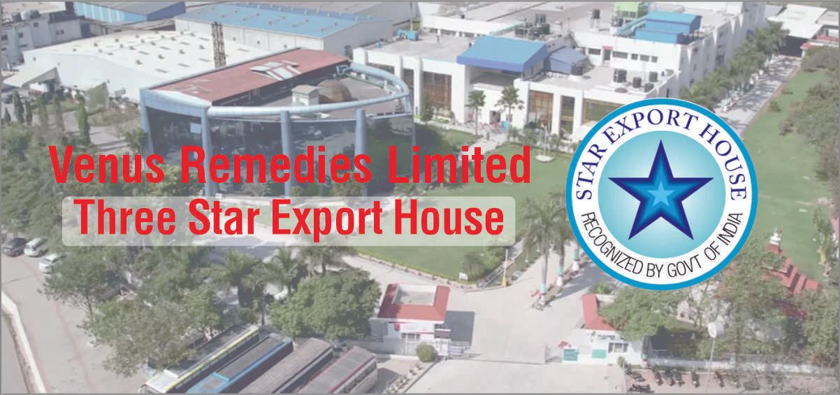 Venus Remedies | Three Star Export House | Government of India